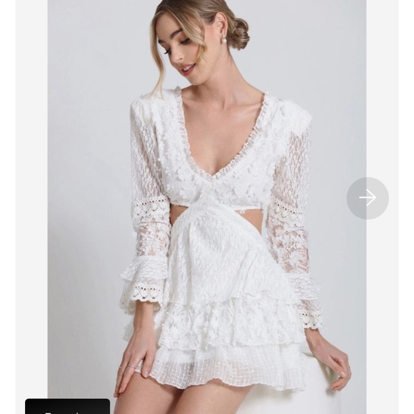 Avec Les Filles LACE CUT-OUT TIERED MINI DRESS - Picture 4 of 7